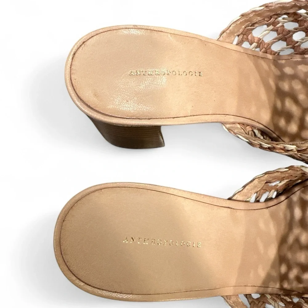 Anthropologie Woven Heeled Mule Size US 10-10.5 EU 41 Neutral Pattern Block Heel - Picture 8 of 15